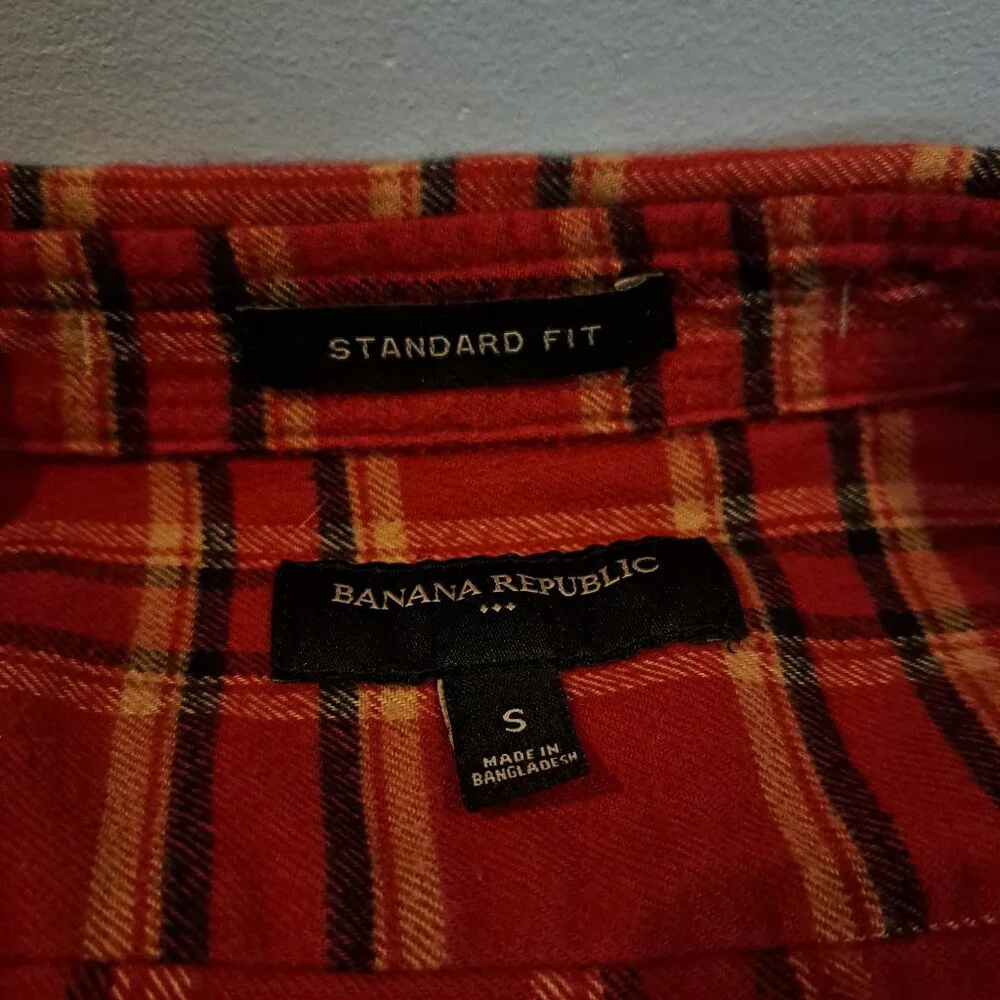 Banana Republic Men's Small Standard Fit Plaid 100% Cotton Flannel Shirt/Jacket